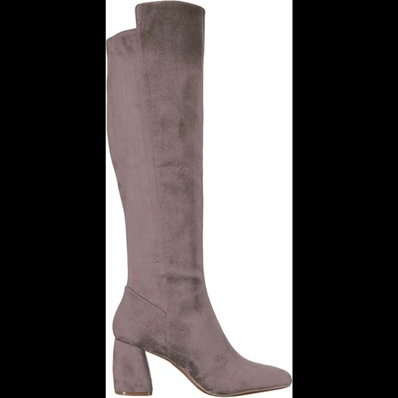 NINE WEST Kerianna Woman’s Tall Boots BLOCK HEEL GRAY Faux Suede High Boots 8.5 - Picture 3 of 11